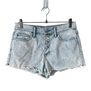 Y2K ABERCROMBIE & FITCH Button Fly Denim Jean Shorts Distressed Light Wash 29/8